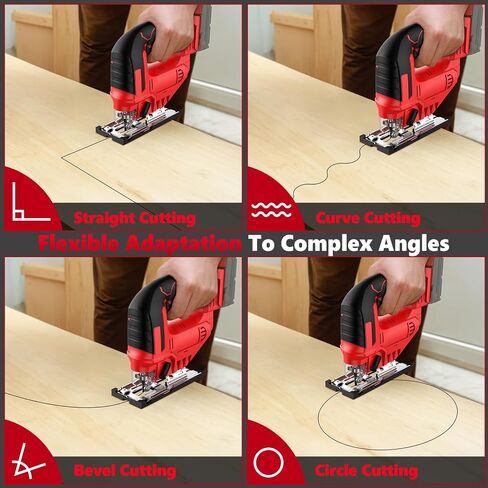 Cordless Jig Saw Compatible with Milwaukee 18V Battery, Brushless Jigsaw Tool with LED Light, ±45° Bevel Cuts, 3-Position Orbital for Metal/Wood/PVC Cutting(No Battery) in Kuwait
