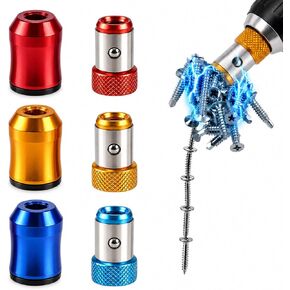 6 Pcs Screwdriver Bit Magnetic Ring Set, Removable Household Drill Bit Thread Ring Set DIY Repair Alloy Screwdriver Bit Holder Universal Hex Screwdriver and Electric Screwdriver Bit Holder in Kuwait