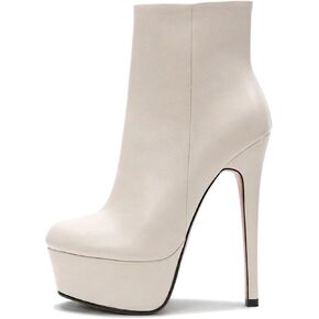 Genuine leather Sexy Nightclub High Heel Ankle Boots round toe Side zipper Pigskin Lining Platform Black Boots Catwalk boots in Saudi Arabia