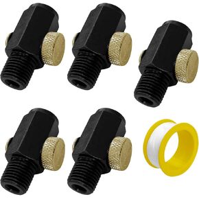 5 Pack Brass Adjustable Paint Gun Regulator with Gauge and Teflon Tape | Brass air pressure control regulator for paint guns, ideal for automotive repair, woodworking and professional painting in Saudi Arabia