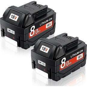 2Pack 8.0Ah 18V Replacement for Milwaukee M18 Battery LCD Display&USB Bidirectional Charge&LED flashlight Compatible with 18 Volt Milwaukee Battery 48-11-1810 48-11-1820 48-11-1840 48-11-1850 in Kuwait