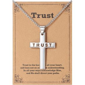 Lcherry Father's Day Gifts Cross Necklace, Stainless Steel Cross Pendant Necklace for Men Birthday Religious Gifts for Men Dad Son Husband in Saudi Arabia