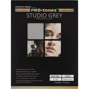Paramount Pro-Tones All-Media Toned Canvas Pads - Triple-Primed Toned Canvas Pads for Acrylic, Oil, Gouache, & More! - [Studio Grey - 8x8"] in Kuwait