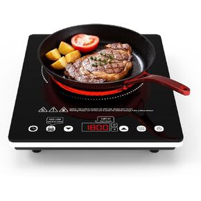 Portable Induction Cooktop 110v,1800W Countertop Single Burner Induction Hot Plate,ANHANE Electric Stove for Cooking,3-Hour Setting,Grey Crystal Glass Surface,Compatible with Magnetic Cookware in Saudi Arabia