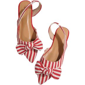 GORGLITTER Women's Slingback Flats Pointed Toe Dressy Bow Striped Shoes | Closed Toe Flats, Work Flats for Women Office, Cute Business Casual Flats, Comfortable Dress Shoes in Kuwait