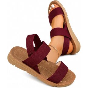 Women's Comfort Walking Sandals with Elastic Slingback Strap, Cushioned Footbed, Lightweight Open Toe Slip-On Casual Summer Sandals for Travel, Everyday Wear and Long Walking in Kuwait