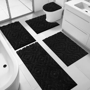 Ileading Bathroom Rugs Sets 5 Piece, Ultra Soft Absorbent Bath Mat for Bathroom, Non Slip Washable Bath Rug Set with Toilet Cover, Plush Bath Runner and U-Shaped Contour Toilet Rug in Saudi Arabia
