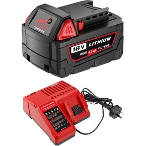 6.0Ah M-18 Battery Replacement for Milwaukee 18V Battery and Charger | Compatible with Milwaukee 18 Volt Batteries 48-11-1862 48-11-1852 48-11-1880 48-11-1882 Cordless Power Tools in Kuwait