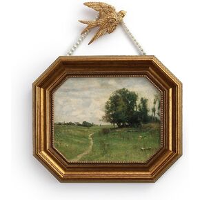 Zelvix Vintage Wall Art Framed, Gold Framed Wall Art Decor, Landscape Classical Vintage Painting Prints, 8"x10" Picture Frame for Living Room Bathroom Kitchen Bedroom in Saudi Arabia