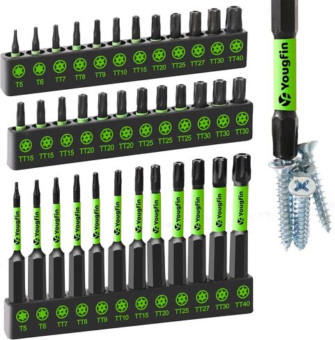 31PCS Security Torx Bit Set with Quick Release Extension, Impact Grade Tamper Proof Torx Screwdriver Bits TT7-TT40, S2 Steel 1-Inch & 2-Inch Magnetic Drill Bits for Impact Driver in Kuwait