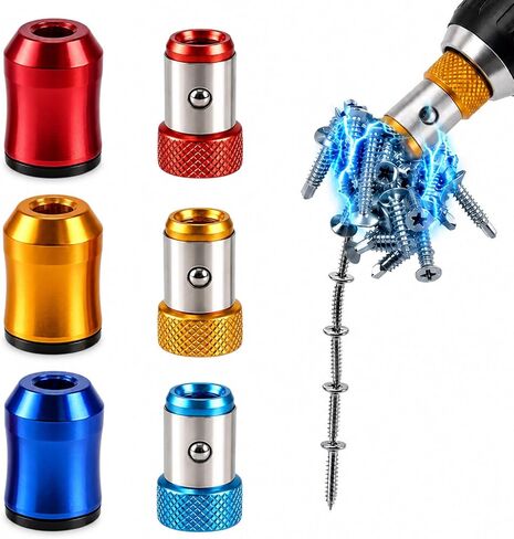 6 Pcs Screwdriver Bit Magnetic Ring Set, Removable Household Drill Bit Thread Ring Set DIY Repair Alloy Screwdriver Bit Holder Universal Hex Screwdriver and Electric Screwdriver Bit Holder in Kuwait
