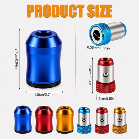 6 Pcs Screwdriver Bit Magnetic Ring Set, Removable Household Drill Bit Thread Ring Set DIY Repair Alloy Screwdriver Bit Holder Universal Hex Screwdriver and Electric Screwdriver Bit Holder in Kuwait