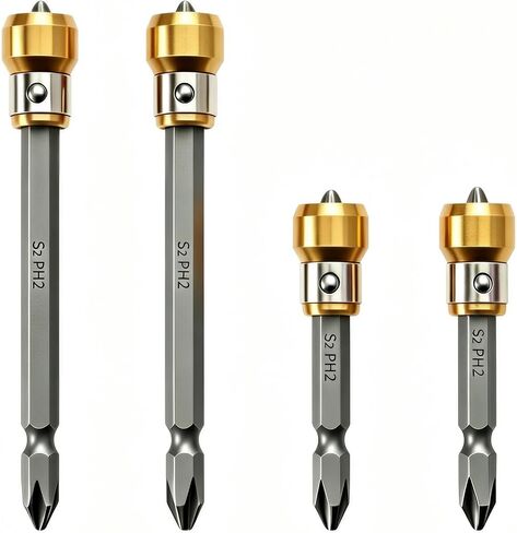 4-Piece PH2 Magnetic Screw-Holding Bit Set,Strong Magnetic Anti-Slip Impact Resistant Drill Bits, Compatible with Power Drivers for Woodworking Automotive Repair in Kuwait