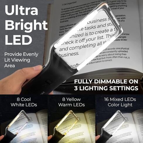4X Large Magnifying Glass with [Anti-Glare & Fully Dimmable LEDs]-Evenly Lit Viewing Area-The Best Lighted Magnifier for Reading Small Fonts, Low Vision Seniors, Macular Degeneration, Inspection in Saudi Arabia