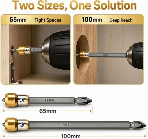 4-Piece PH2 Magnetic Screw-Holding Bit Set,Strong Magnetic Anti-Slip Impact Resistant Drill Bits, Compatible with Power Drivers for Woodworking Automotive Repair in Kuwait