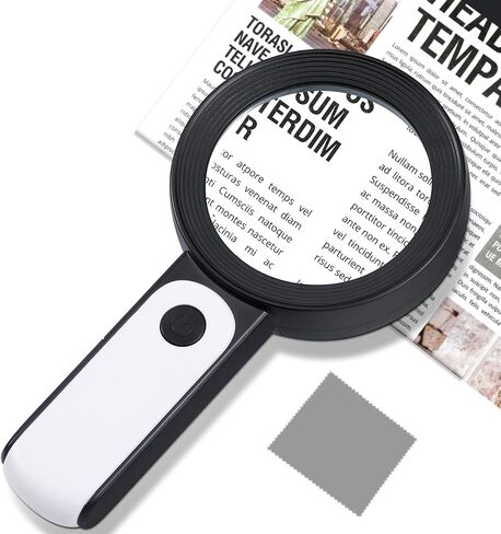 Handheld Magnifying Glass with Light, 30X 4IN Large Lighted Magnifier Glasses 18 LED 3 Modes Illuminated Magnify Lens for Seniors Rreading Book Macular Degeneration Coins Jewelry Kid Hobby Gifts in Saudi Arabia
