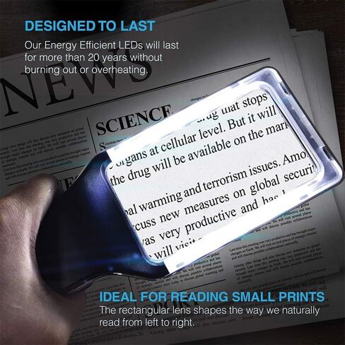 4X Large Magnifying Glass with [Anti-Glare & Fully Dimmable LEDs]-Evenly Lit Viewing Area-The Best Lighted Magnifier for Reading Small Fonts, Low Vision Seniors, Macular Degeneration, Inspection in Saudi Arabia