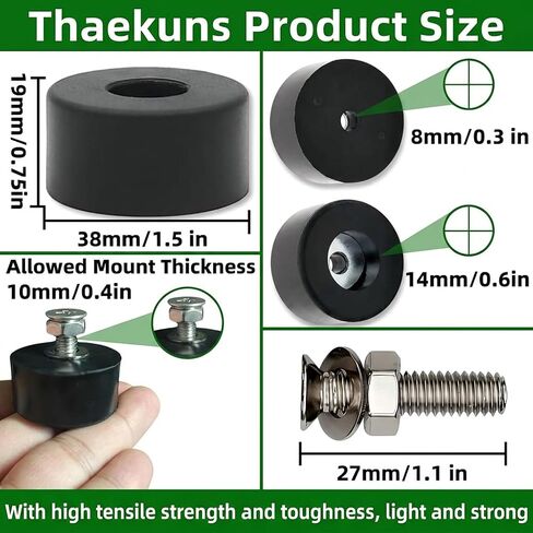 Thaekuns 4PCS 192310GS Anti Vibration Foot Pads with Screws – Rubber Isolator Bumpers for Air Compressors, Generators, Pressure Washers, Speakers & Furniture – Noise Reduction, Non-Slip Design in Kuwait