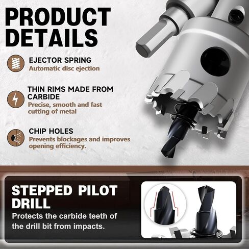 Metal Hole Saw 3-1/2''(89mm) 2Pcs Set Heavy Duty Tungsten Carbide Tipped Hole Cutters Set with a nitrided Step Drill and L-flench, for Steel Iron,Aluminum,Stainless stell in Kuwait