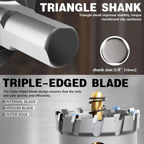 Metal Hole Saw 3-1/2''(89mm) 2Pcs Set Heavy Duty Tungsten Carbide Tipped Hole Cutters Set with a nitrided Step Drill and L-flench, for Steel Iron,Aluminum,Stainless stell in Kuwait