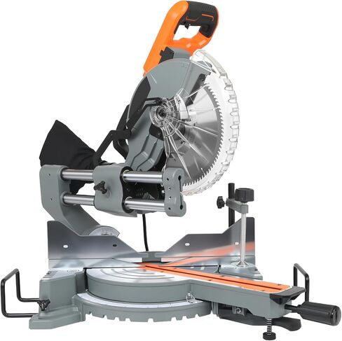10-Inch Sliding Compound Miter Saw, Corded 15 Amp Miter Saw, Double Bevel with 100-Tooth Carbide Blade, LED Light, Angle Adjustable for Precision Cuts on Wood, Decking, Laminates in Kuwait