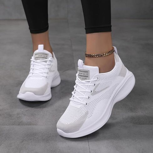 Womens Running Shoes Lace-up Walking Shoes Tennis Sneakers Fashion Sport Shoes Breathable Lightweight Training Shoes Jogging Fitness Sneakers in Kuwait