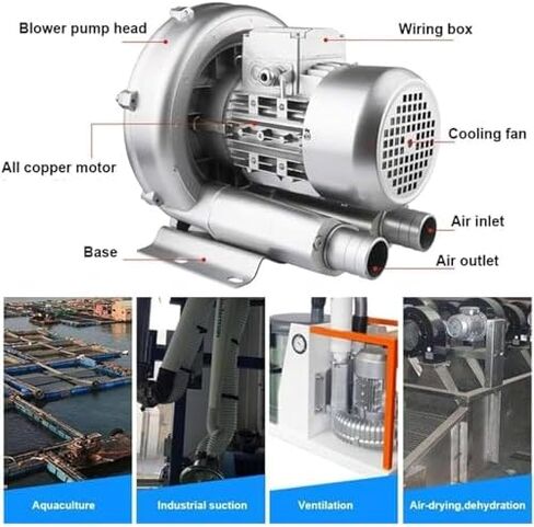 High-Pressure Regenerative Vortex Blower,High-Pressure Vortex Ring Blower for Fish Tank Single Phase Regenerative Blower，（370W/0.50HP） in Kuwait