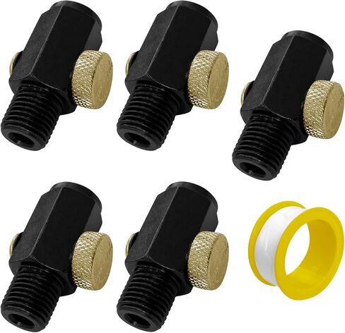 5 Pack Brass Adjustable Paint Gun Regulator with Gauge and Teflon Tape | Brass air pressure control regulator for paint guns, ideal for automotive repair, woodworking and professional painting in Kuwait