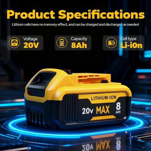 2-Pack 8000mAh High Capacity Replacement for 20V Battery,Compatible with 20V Max in Saudi Arabia