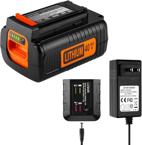 40V 3.5Ah Replacement Battery Compatible with Black and Decker 40Volt Lithium Battery LBX2040 LBXR36 LBXR2036 LST540 LBX1540 + Portable LCS40 LCS36 Charger for Black Decker 40V Battery Charger in Kuwait