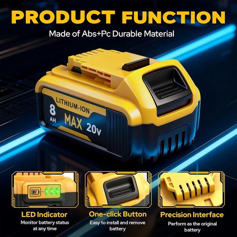 2-Pack 8000mAh High Capacity Replacement for 20V Battery,Compatible with 20V Max in Saudi Arabia
