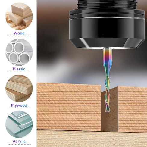 1/16 Inch CNC Router Bits 1/8 inch Shank for Wood, 10PCS | 2-Flute Spiral Flat Nose CNC Bit, Solid Carbide End mill with DLC Coating Engraving Carving Tool for MDF Acrylic Wood PVC in Kuwait
