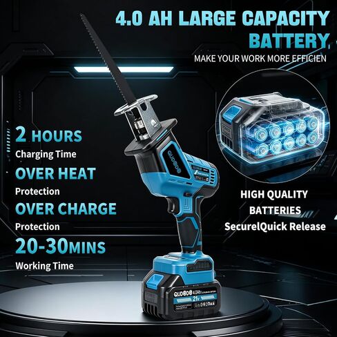 Mini Reciprocating Saw, 21V 3 Variable Speed, 0-3500 Brushless Motor Cordless Powered Saw with 2x4.0Ah Battery, Tool-Free Blade Change, LED Work Light, Hand Recíproca for Woods/Metal/Plastic in Kuwait