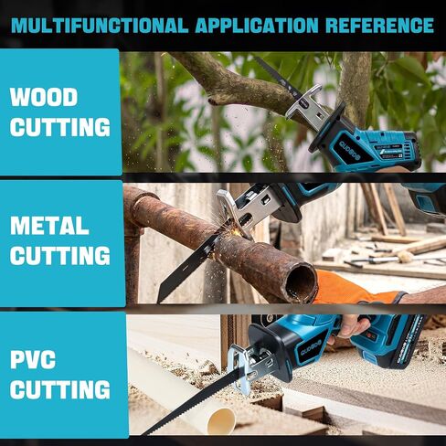 Mini Reciprocating Saw, 21V 3 Variable Speed, 0-3500 Brushless Motor Cordless Powered Saw with 2x4.0Ah Battery, Tool-Free Blade Change, LED Work Light, Hand Recíproca for Woods/Metal/Plastic in Kuwait