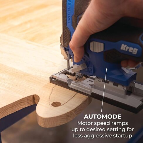 Kreg 20V Ionic Drive Barrel Grip Jigsaw - Cordless, Compact & Ergonomic - Precision Cutting - 20V Variable Speed - LED Lights & Built-In Blower - Bare Tool - KPTJS100A in Kuwait