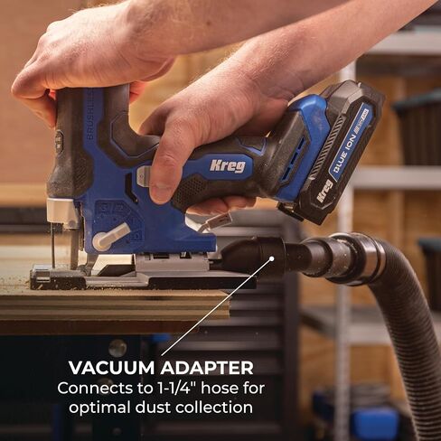 Kreg 20V Ionic Drive Barrel Grip Jigsaw - Cordless, Compact & Ergonomic - Precision Cutting - 20V Variable Speed - LED Lights & Built-In Blower - Bare Tool - KPTJS100A in Kuwait