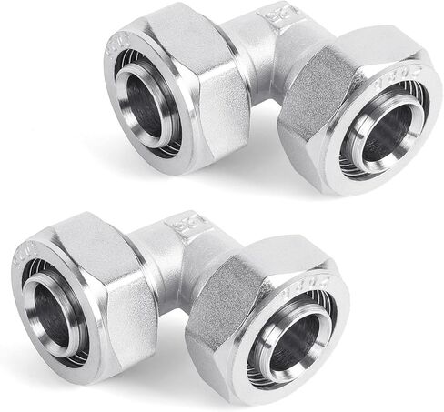 2 PCS 3/4'' Elbow Air Piping Fittings, Air Line Fittings for Compressed Air Line System Kit Brass-Nickel Plated, 200psi Working Pressure in Kuwait