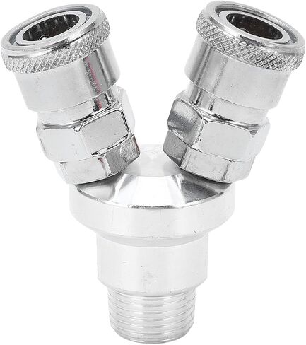 2 Way Y Hose Connector, Heavy Duty Carbon Steel Quick Coupler with Self Locking Mechanism Rotatable Pneumatic Fitting for Industrial and Automotive Applications G1/2 Thread in Kuwait
