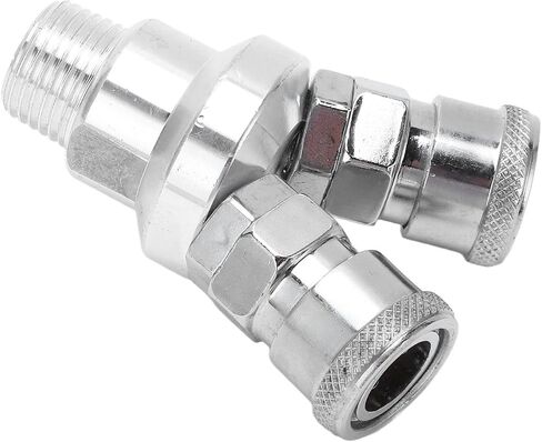 2 Way Y Hose Connector, Heavy Duty Carbon Steel Quick Coupler with Self Locking Mechanism Rotatable Pneumatic Fitting for Industrial and Automotive Applications G1/2 Thread in Kuwait