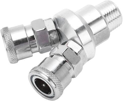 2 Way Y Hose Connector, Heavy Duty Carbon Steel Quick Coupler with Self Locking Mechanism Rotatable Pneumatic Fitting for Industrial and Automotive Applications G1/2 Thread in Kuwait