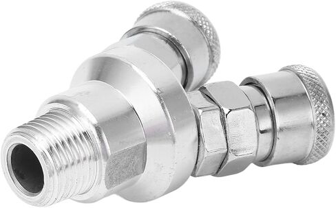 2 Way Y Hose Connector, Heavy Duty Carbon Steel Quick Coupler with Self Locking Mechanism Rotatable Pneumatic Fitting for Industrial and Automotive Applications G1/2 Thread in Kuwait
