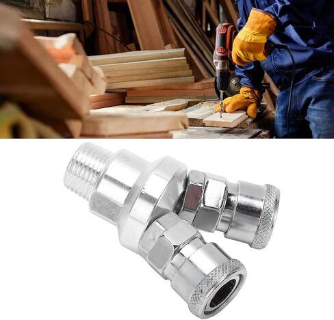 2 Way Y Hose Connector, Heavy Duty Carbon Steel Quick Coupler with Self Locking Mechanism Rotatable Pneumatic Fitting for Industrial and Automotive Applications G1/2 Thread in Kuwait