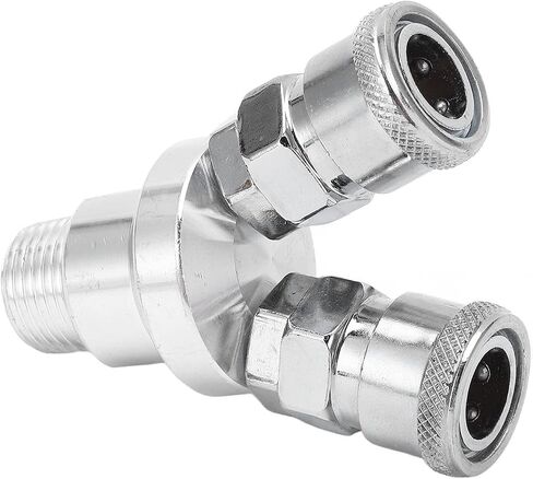 2 Way Y Hose Connector, Heavy Duty Carbon Steel Quick Coupler with Self Locking Mechanism Rotatable Pneumatic Fitting for Industrial and Automotive Applications G1/2 Thread in Kuwait