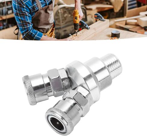 2 Way Y Hose Connector, Heavy Duty Carbon Steel Quick Coupler with Self Locking Mechanism Rotatable Pneumatic Fitting for Industrial and Automotive Applications G1/2 Thread in Kuwait