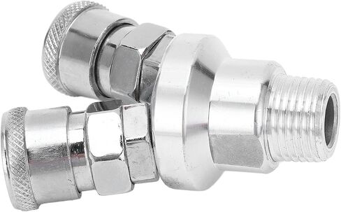 2 Way Y Hose Connector, Heavy Duty Carbon Steel Quick Coupler with Self Locking Mechanism Rotatable Pneumatic Fitting for Industrial and Automotive Applications G1/2 Thread in Kuwait