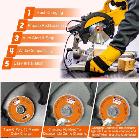 Rechargeable Miter Saw Laser Guide, Type-C Fast-Charging | Metal Laser Guide Wheel, High-Precision Red Laser Line,for 7-1/4", 8", 10", 12" Miter & Portable Saws, 5/8" Threaded Arbor in Kuwait
