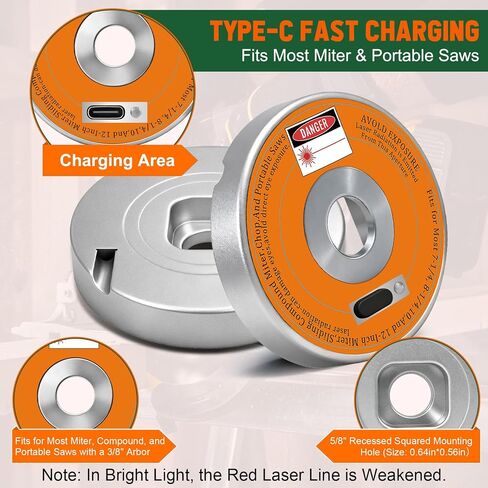 Rechargeable Miter Saw Laser Guide, Type-C Fast-Charging | Metal Laser Guide Wheel, High-Precision Red Laser Line,for 7-1/4", 8", 10", 12" Miter & Portable Saws, 5/8" Threaded Arbor in Kuwait