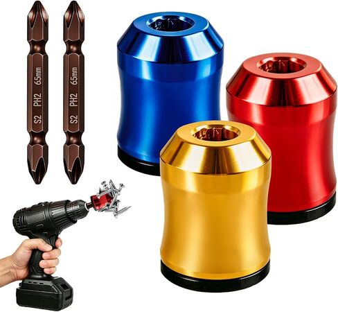 3PCS Magnetic Drill Bit Holder, 1/4 Inch Magnetic Screw Ring for DIY Repair | Magnetic Bit Holder, Removable Bit Magnetizer Ring for Hex Screwdrivers | Alloy Screw Holder for DIY Repair in Kuwait