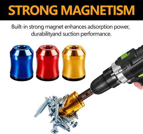 3PCS Magnetic Drill Bit Holder, 1/4 Inch Magnetic Screw Ring for DIY Repair | Magnetic Bit Holder, Removable Bit Magnetizer Ring for Hex Screwdrivers | Alloy Screw Holder for DIY Repair in Kuwait