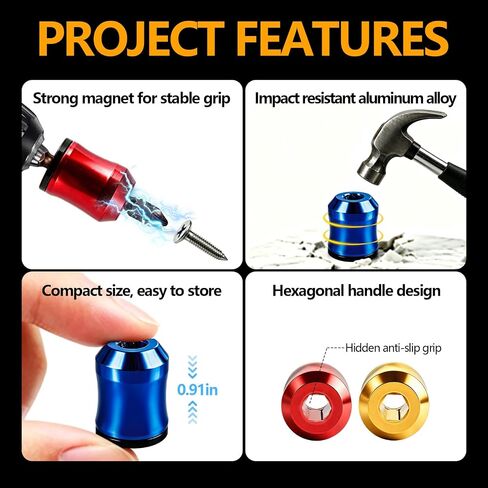 3PCS Magnetic Drill Bit Holder, 1/4 Inch Magnetic Screw Ring for DIY Repair | Magnetic Bit Holder, Removable Bit Magnetizer Ring for Hex Screwdrivers | Alloy Screw Holder for DIY Repair in Kuwait